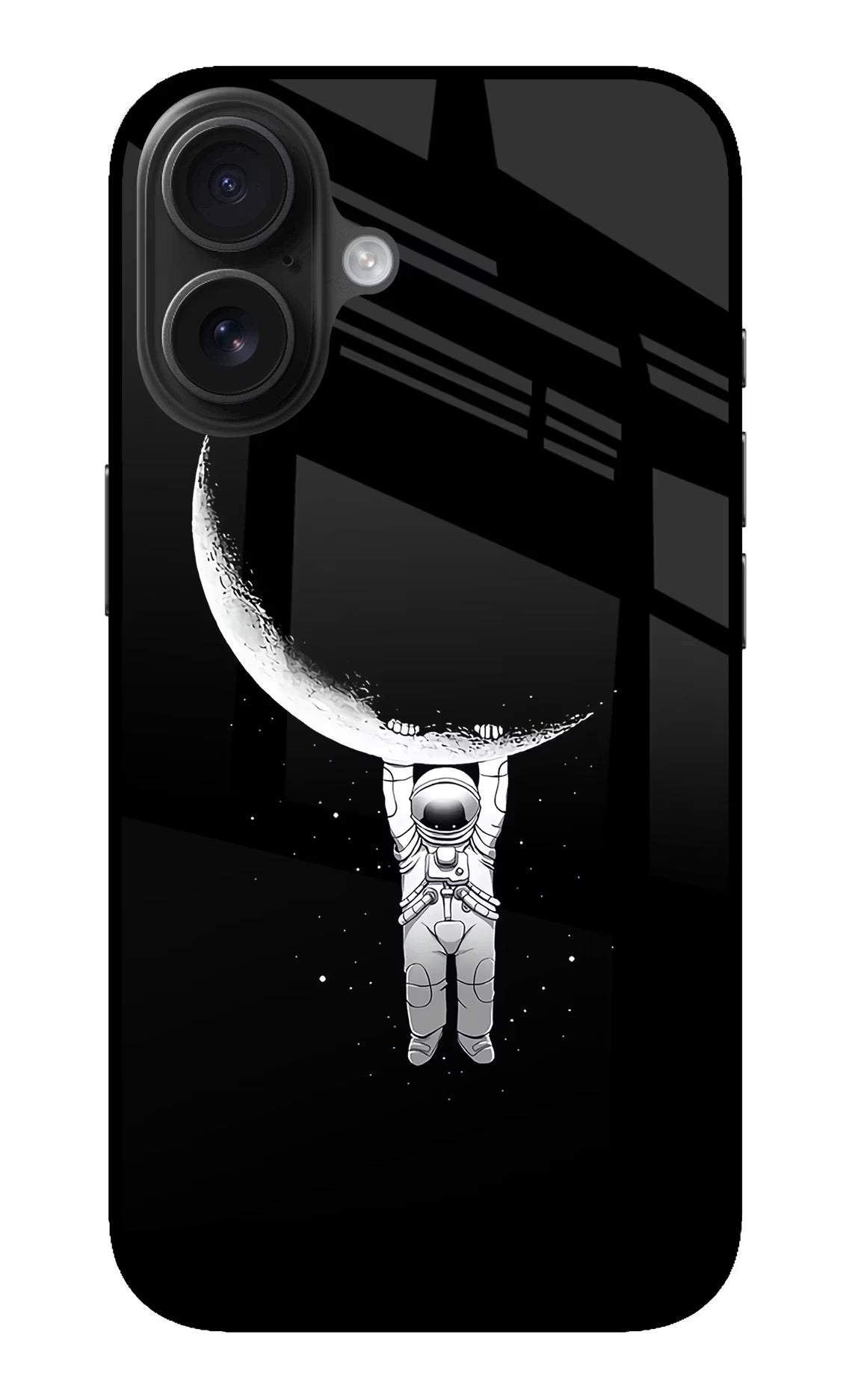 Moon Space iPhone 16 Glass Case Back Cover by Casekaro