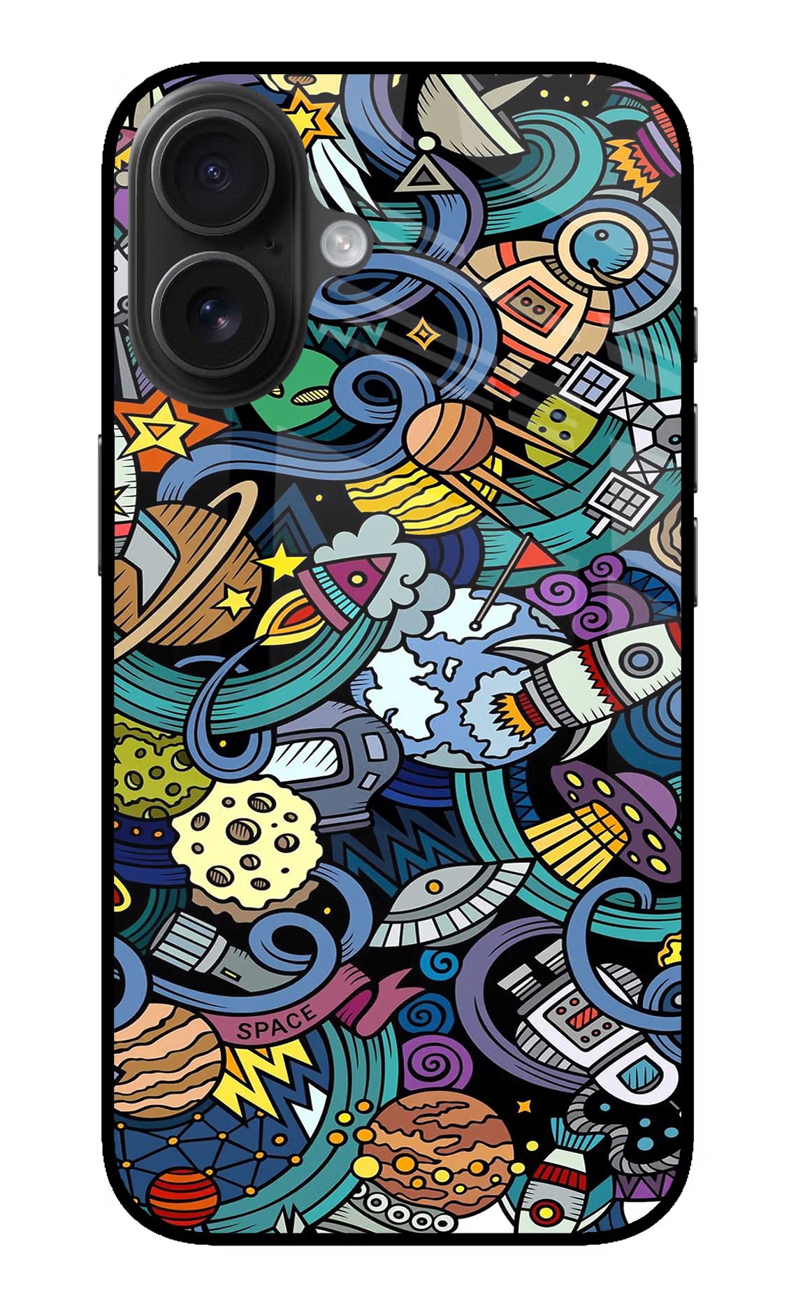 Space Abstract iPhone 16 Glass Case Back Cover by Casekaro