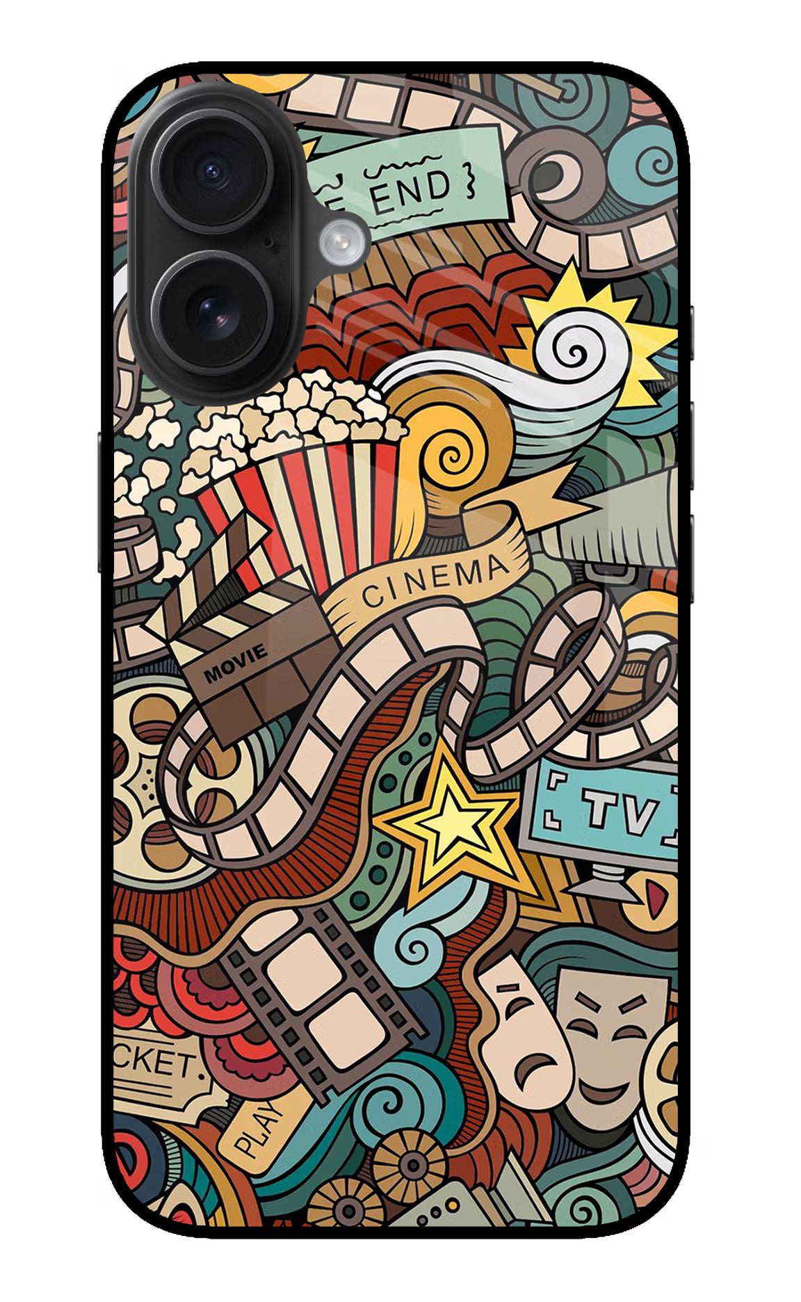 Cinema Abstract iPhone 16 Glass Case Back Cover by Casekaro