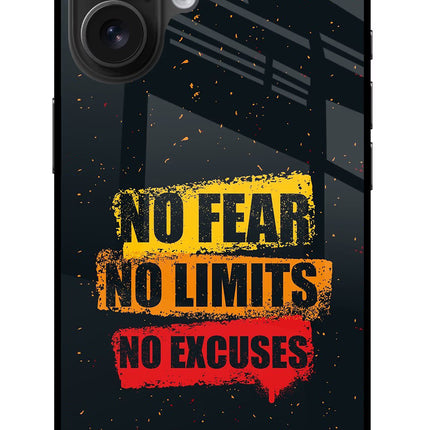 No Fear No Limits No Excuse iPhone 16 Glass Case