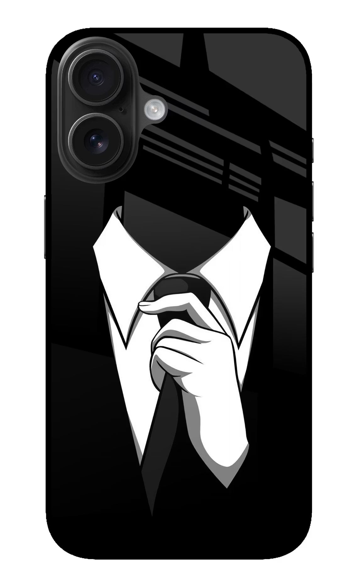 Black Tie iPhone 16 Glass Case Back Cover by Casekaro