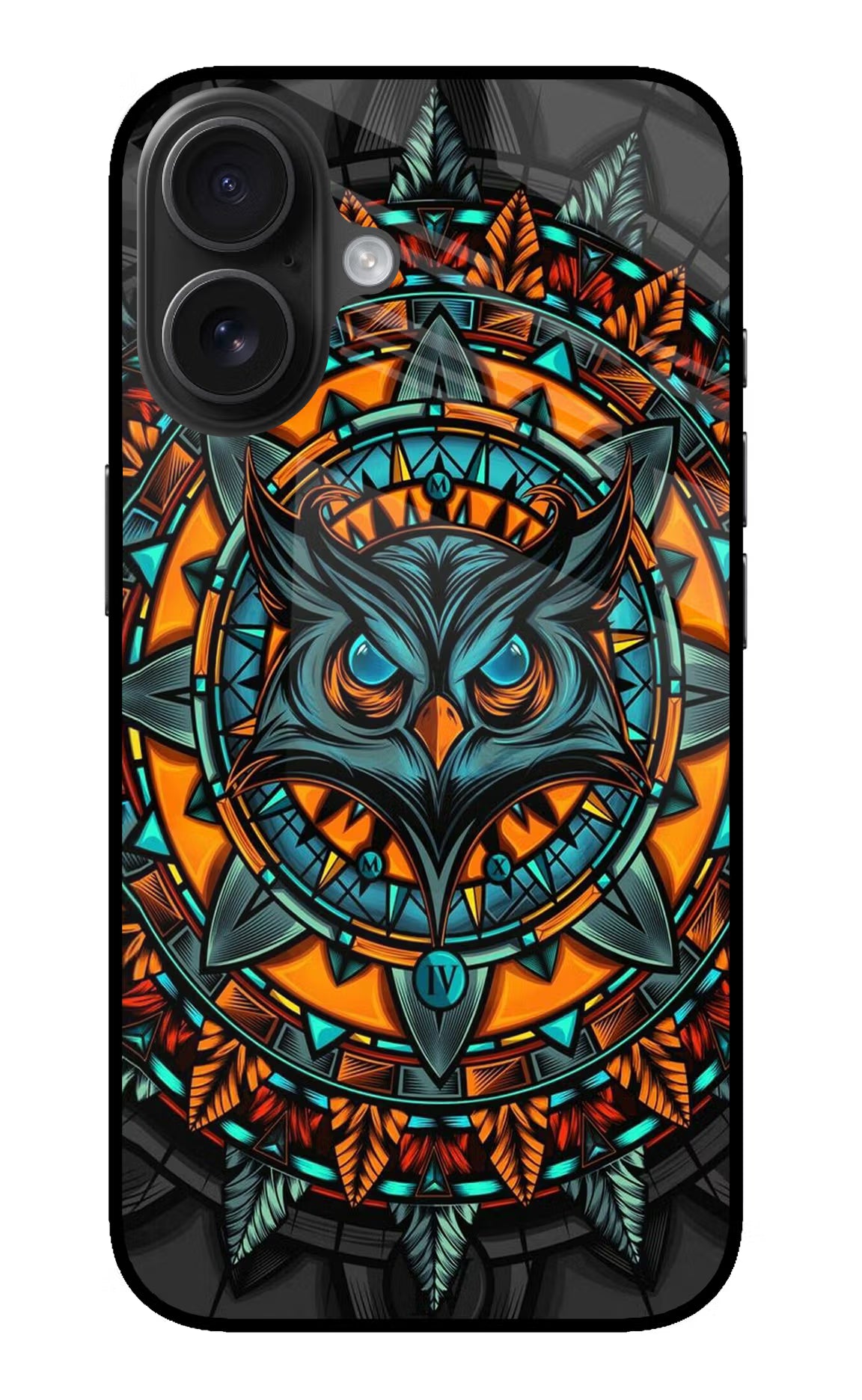 Angry Owl Art iPhone 16 Glass Case Back Cover by Casekaro