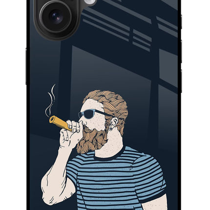 Smoking iPhone 16 Glass Case Back Cover by Casekaro
