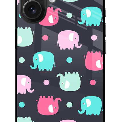 Elephants iPhone 16 Glass Case Back Cover by Casekaro