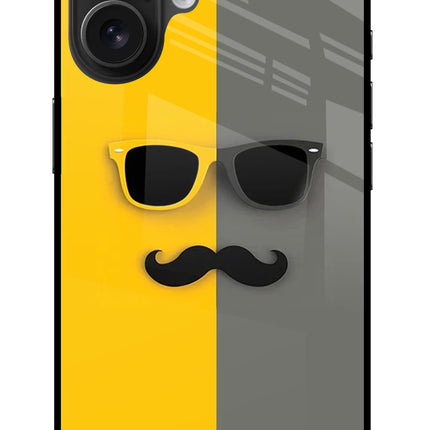 Sunglasses with Mustache iPhone 16 Glass Case Back Cover by Casekaro