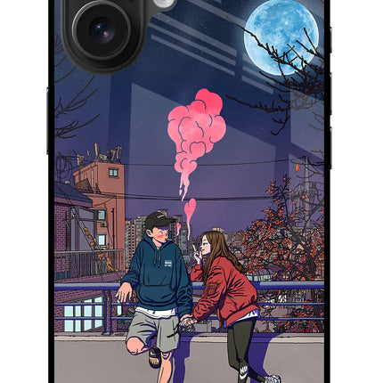 Chilling Couple iPhone 16 Glass Case Back Cover by Casekaro