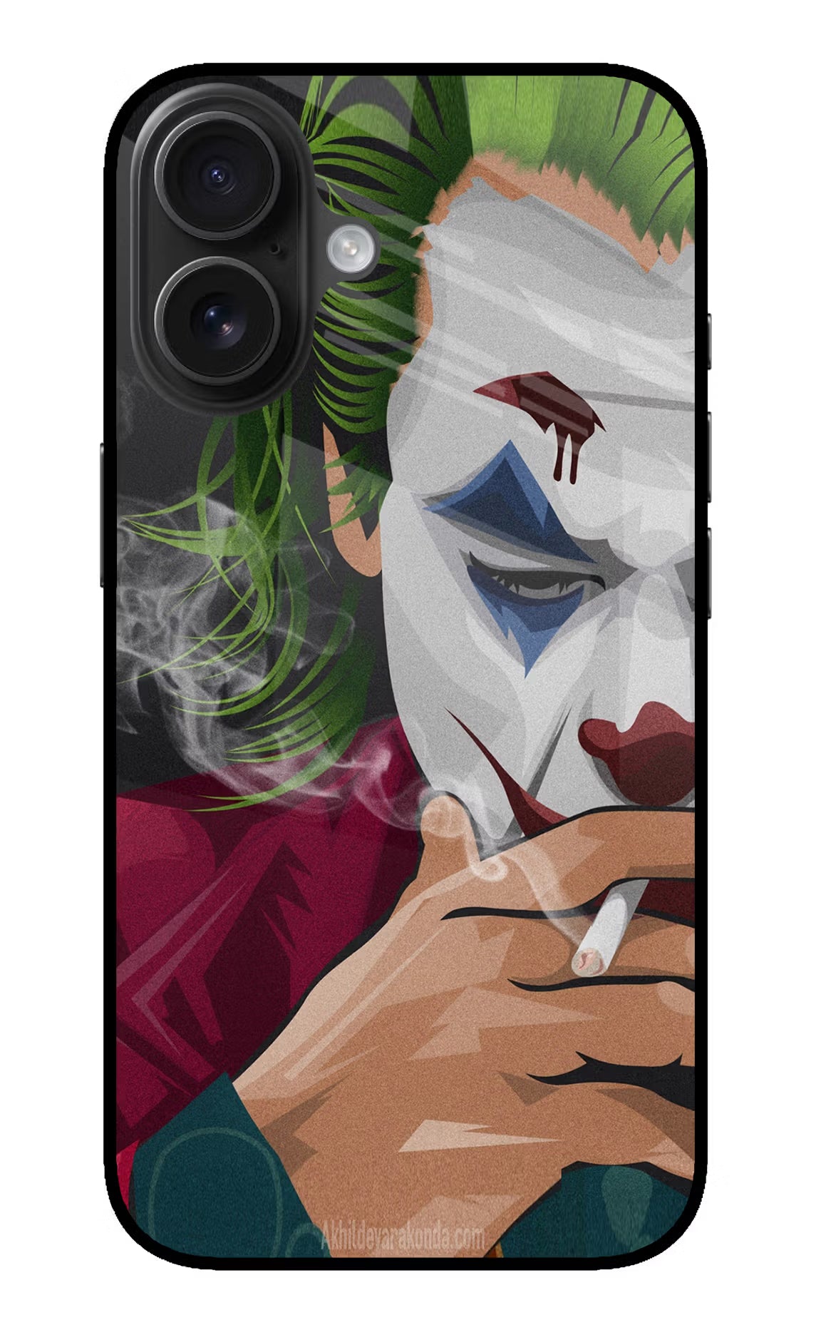 Joker Smoking iPhone 16 Glass Case Back Cover by Casekaro