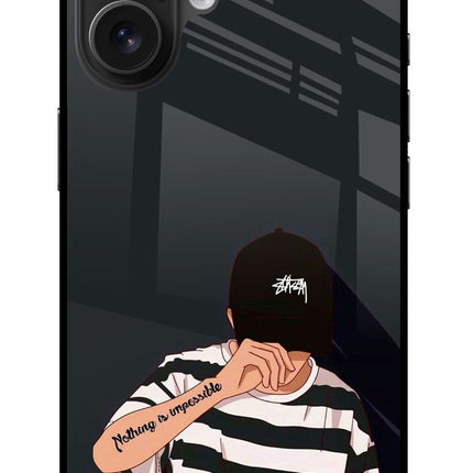 Aesthetic Boy iPhone 16 Glass Case Back Cover by Casekaro