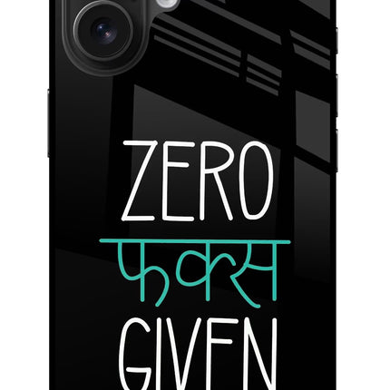 Zero Fucks Given iPhone 16 Glass Case Back Cover by Casekaro