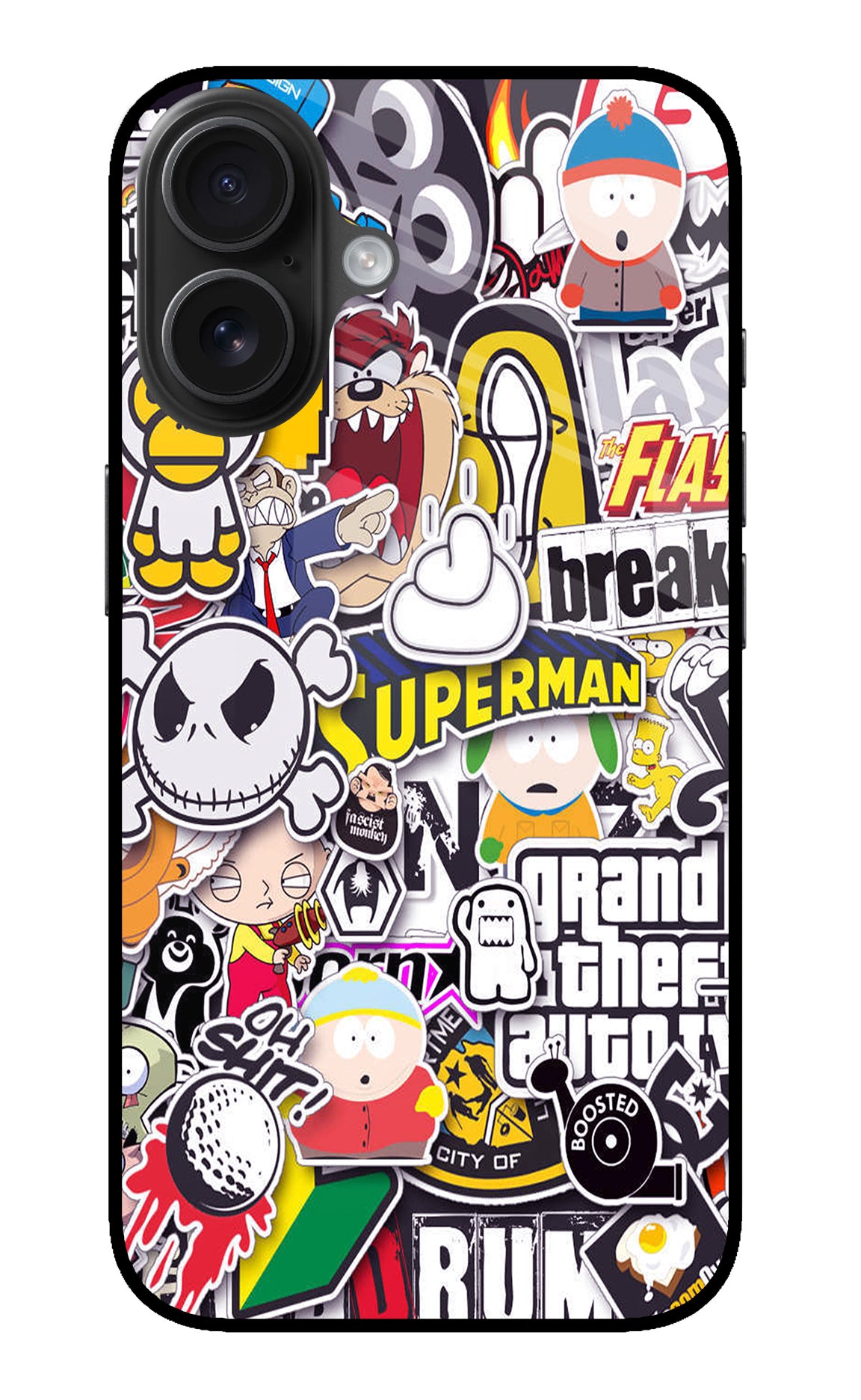 Sticker Bomb iPhone 16 Glass Case