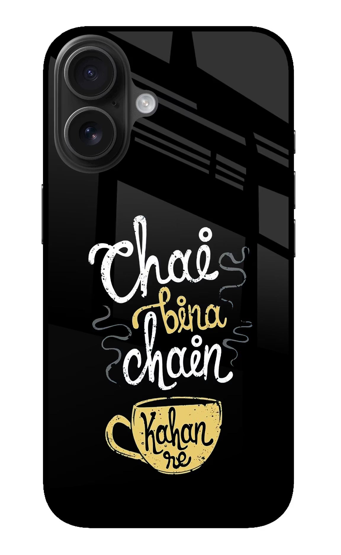 Chai Bina Chain Kaha Re iPhone 16 Glass Case Back Cover by Casekaro