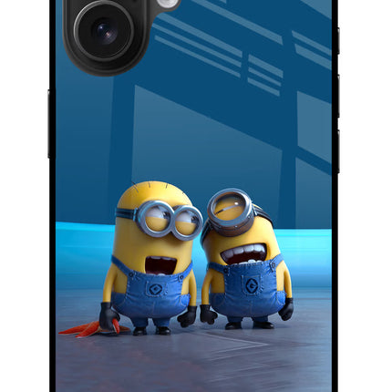 Minion Laughing iPhone 16 Glass Case Back Cover by Casekaro