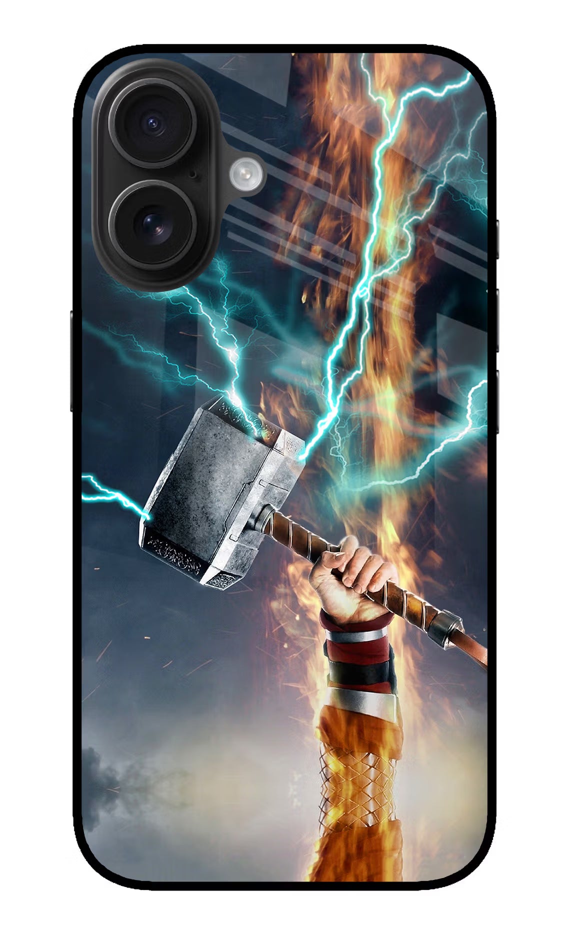 Thor Hammer Mjolnir iPhone 16 Glass Case Back Cover by Casekaro