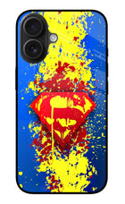 Superman logo iPhone 16 Glass Case Back Cover by Casekaro