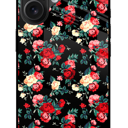 Rose Pattern iPhone 16 Glass Case
