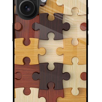 Wooden Puzzle iPhone 16 Glass Case