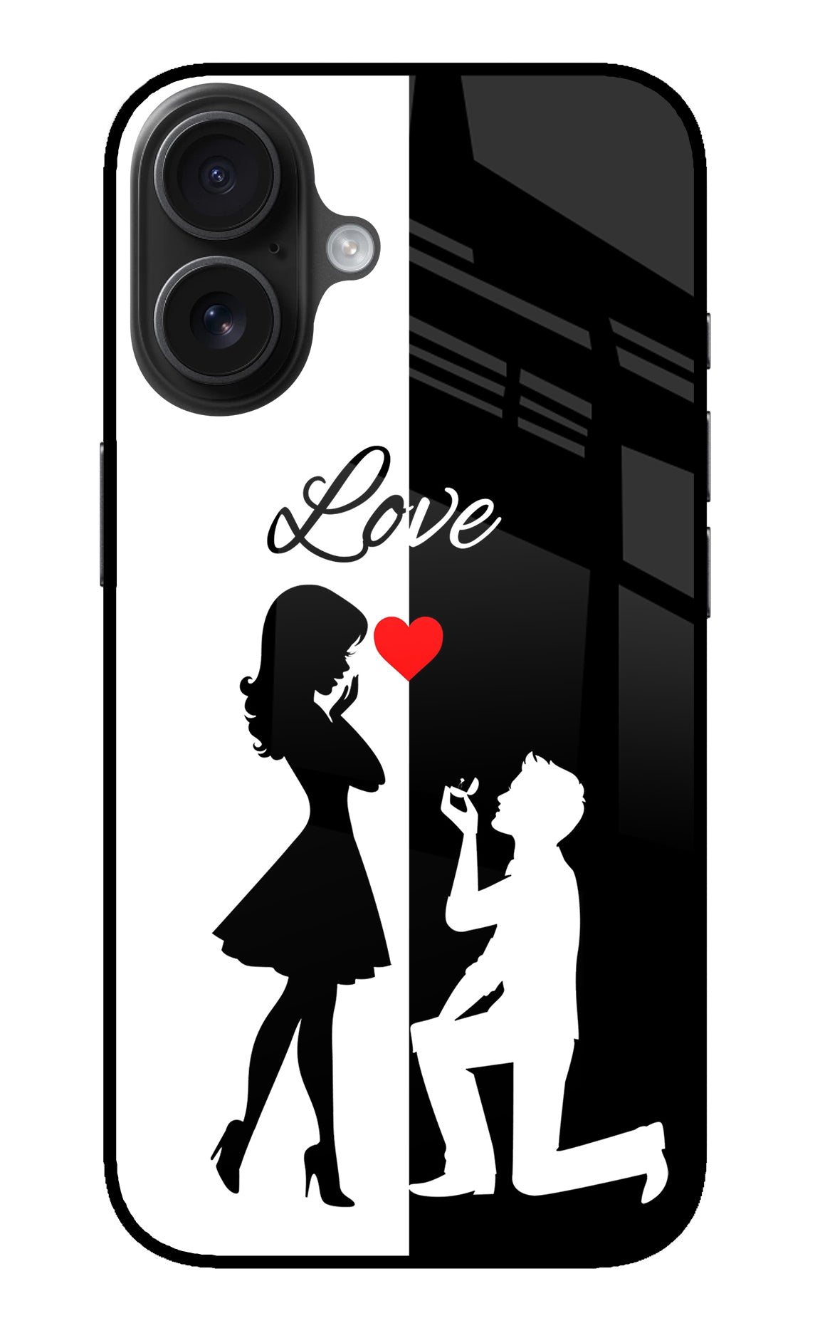 Love Propose Black And White iPhone 16 Glass Case