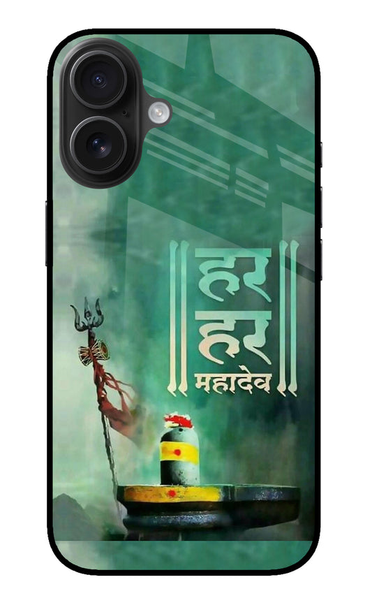 Har Har Mahadev Shivling iPhone 16 Glass Case