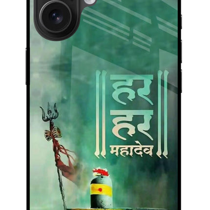Har Har Mahadev Shivling iPhone 16 Glass Case Back Cover by Casekaro