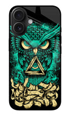 Green Owl iPhone 16 Glass Case Back Cover by Casekaro