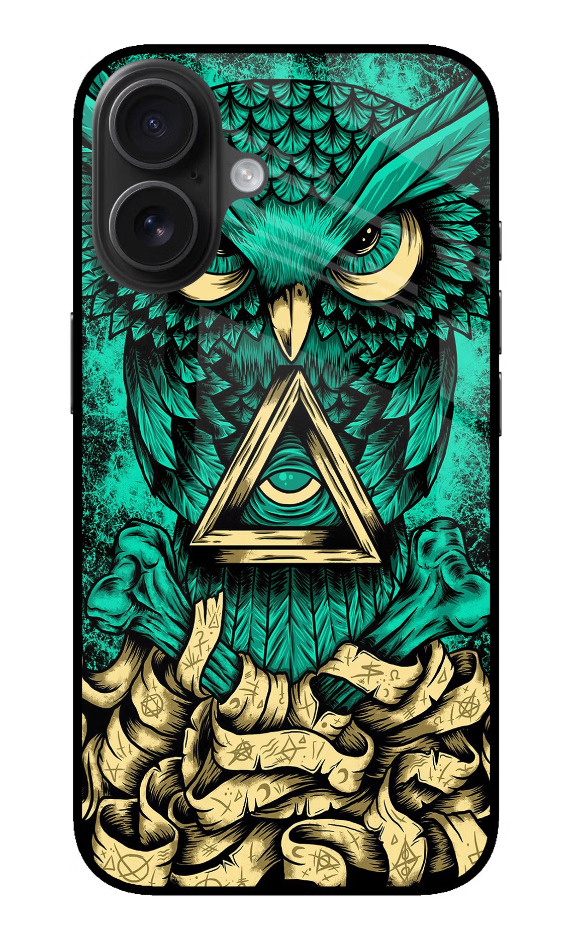 Green Owl iPhone 16 Glass Case Back Cover by Casekaro