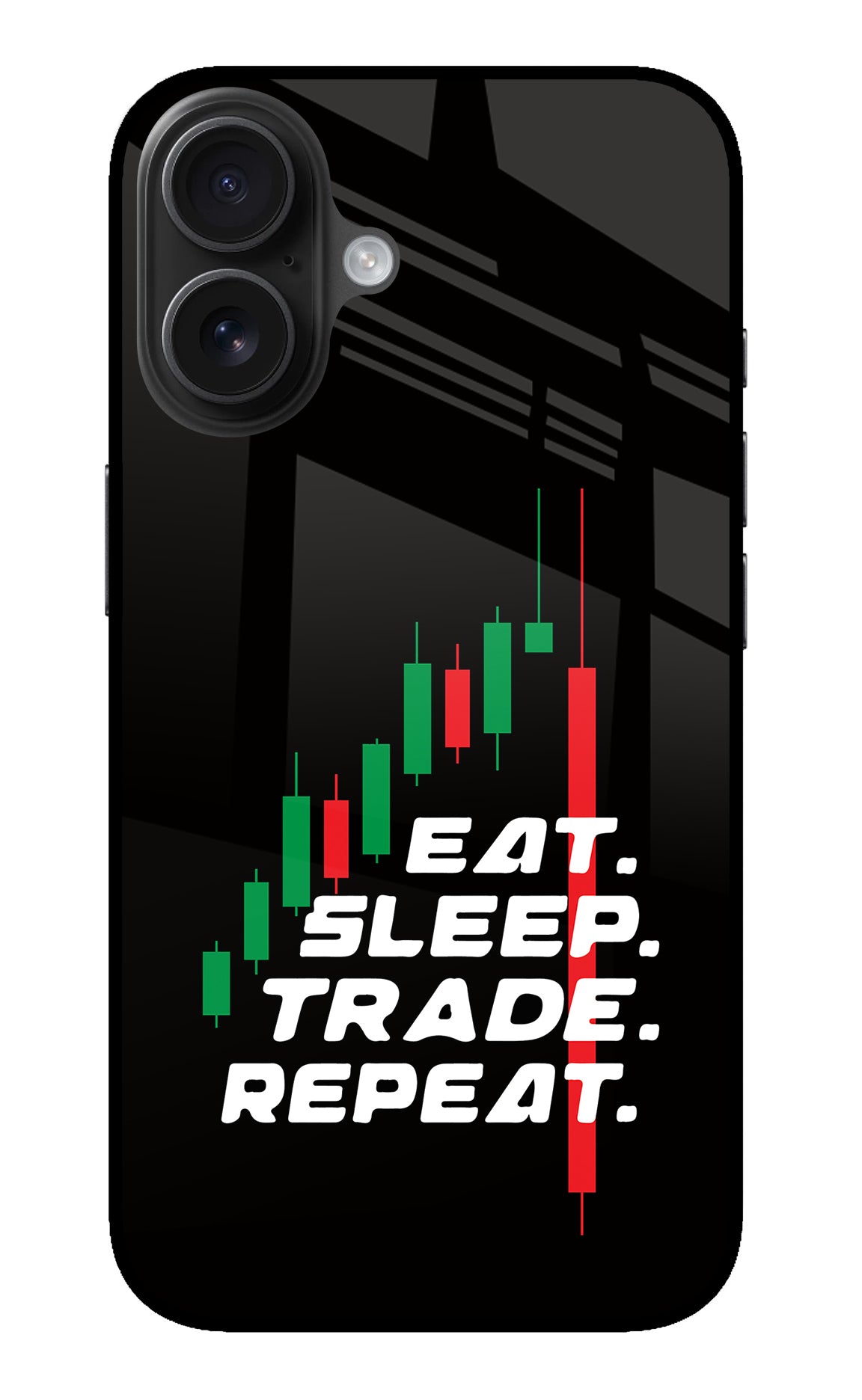 Eat Sleep Trade Repeat iPhone 16 Glass Case