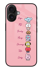 BTS names iPhone 16 Glass Case Back Cover by Casekaro