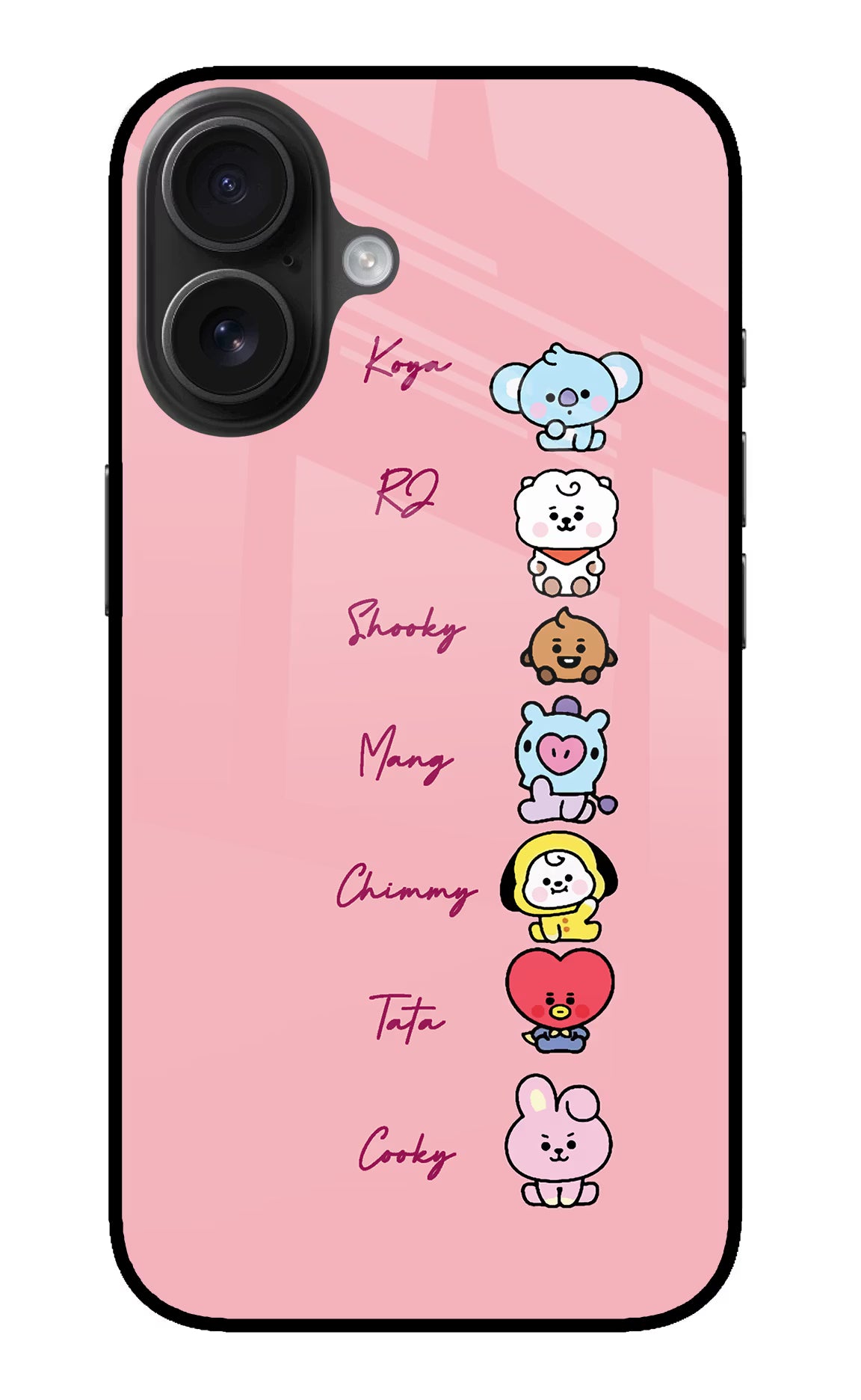 BTS names iPhone 16 Glass Case Back Cover by Casekaro