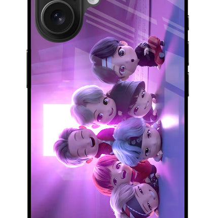 BTS Chibi iPhone 16 Glass Case
