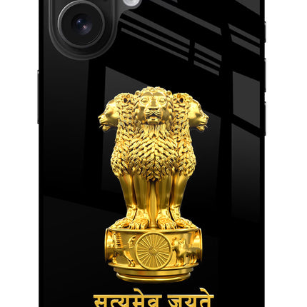 Satyamev Jayate Golden iPhone 16 Glass Case