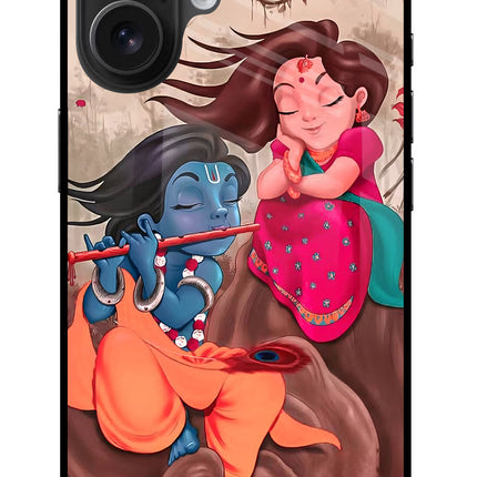 Radhe Krishna iPhone 16 Glass Case