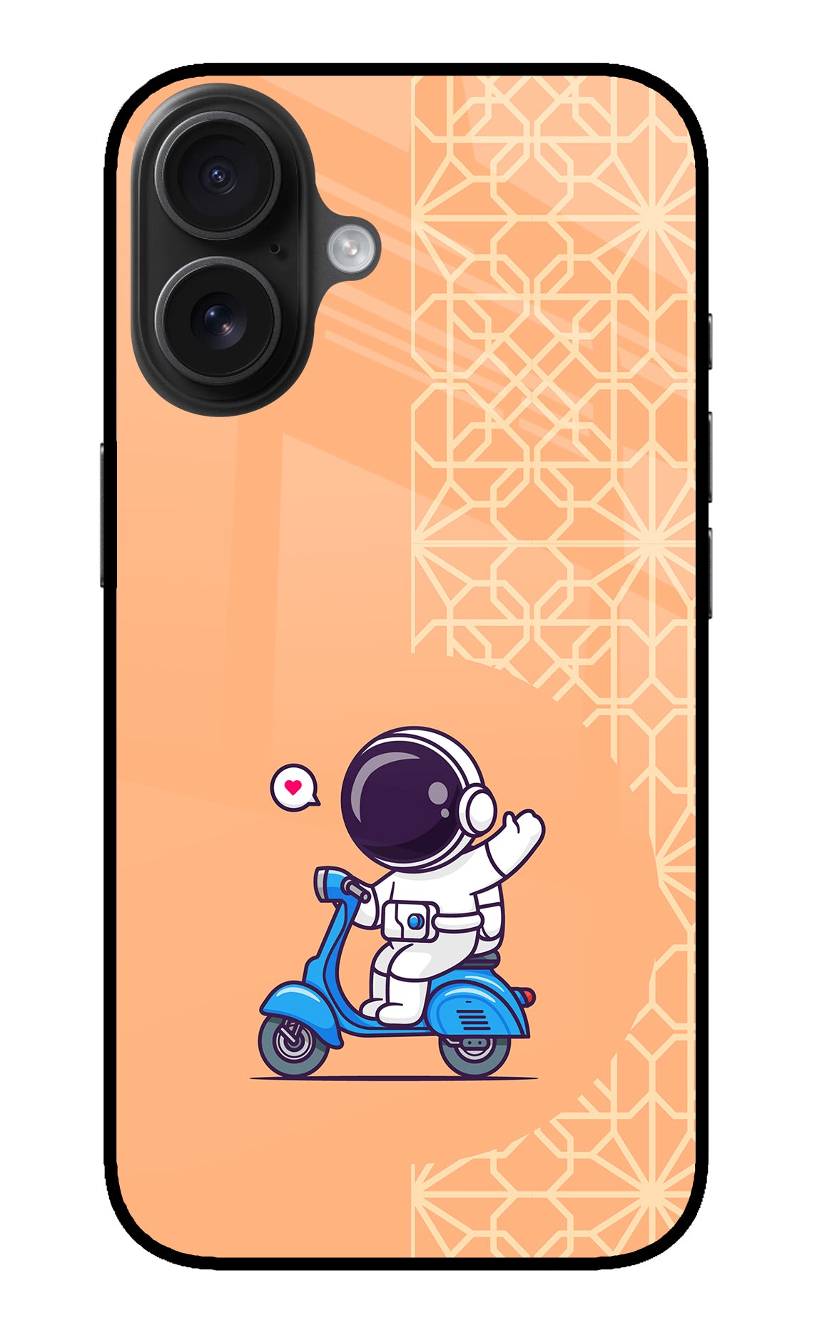 Cute Astronaut Riding iPhone 16 Glass Case