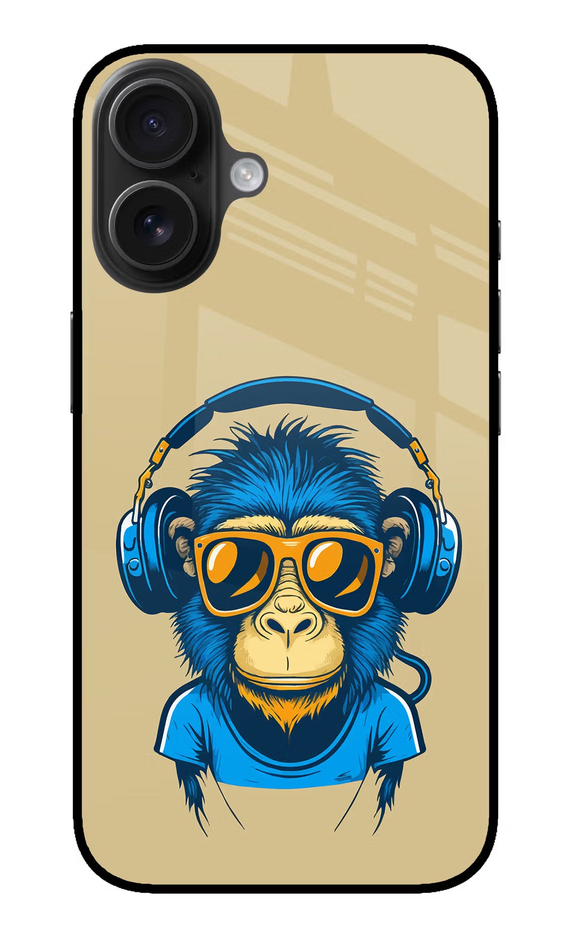 Monkey Headphone iPhone 16 Glass Case Back Cover by Casekaro