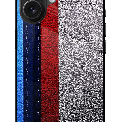 BMW Stripes iPhone 16 Glass Case Back Cover by Casekaro