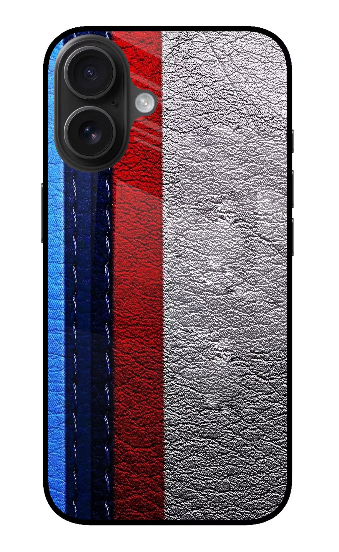 BMW Stripes iPhone 16 Glass Case Back Cover by Casekaro