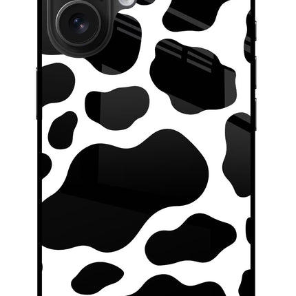 Cow Spots iPhone 16 Glass Case Back Cover by Casekaro