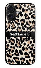 Leopard Print Self Love iPhone 16 Glass Case