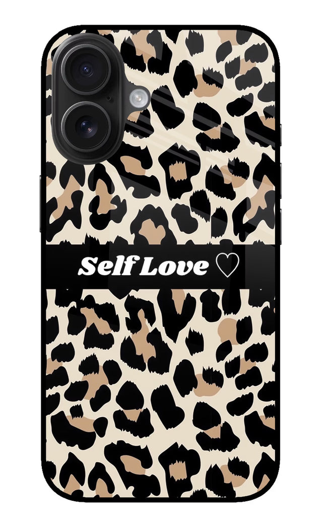 Leopard Print Self Love iPhone 16 Glass Case