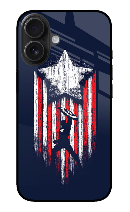 Captain America Marvel Art iPhone 16 Glass Case