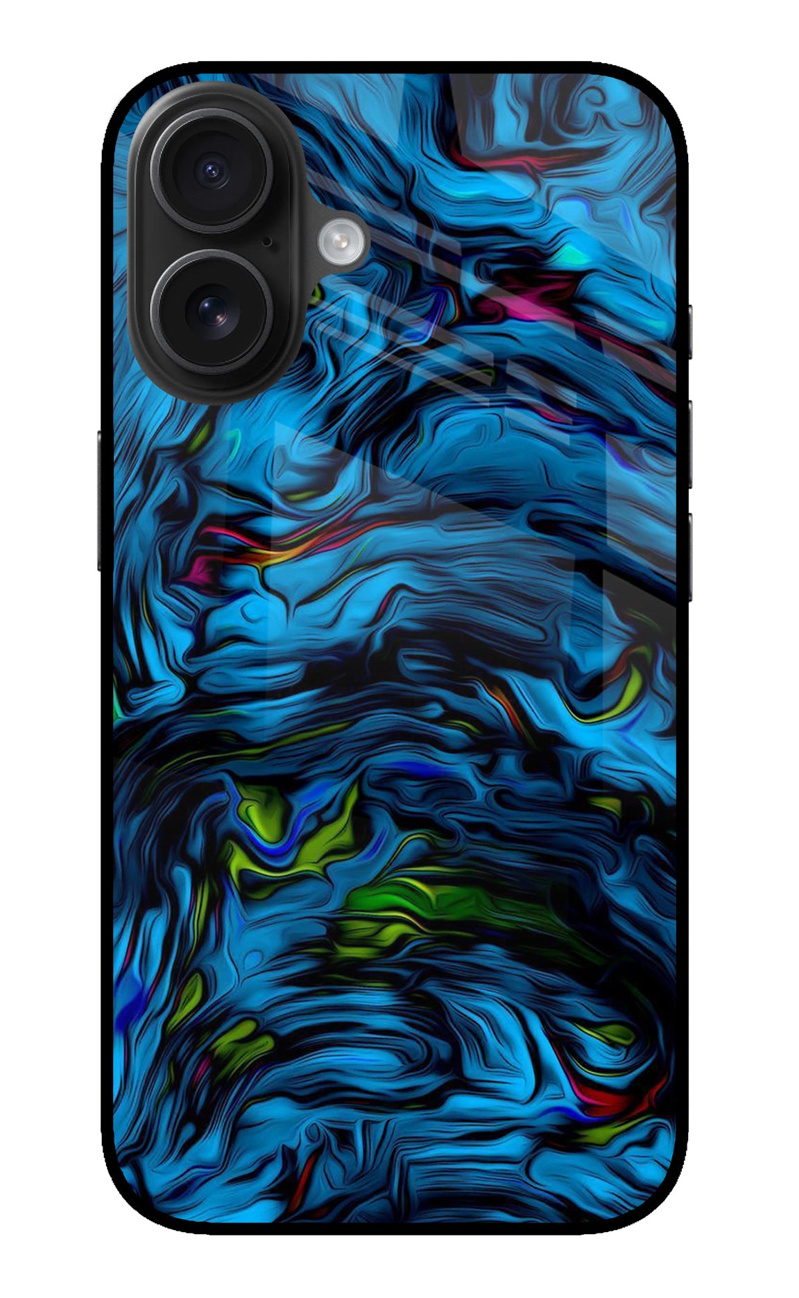 Dark Blue Abstract iPhone 16 Glass Case