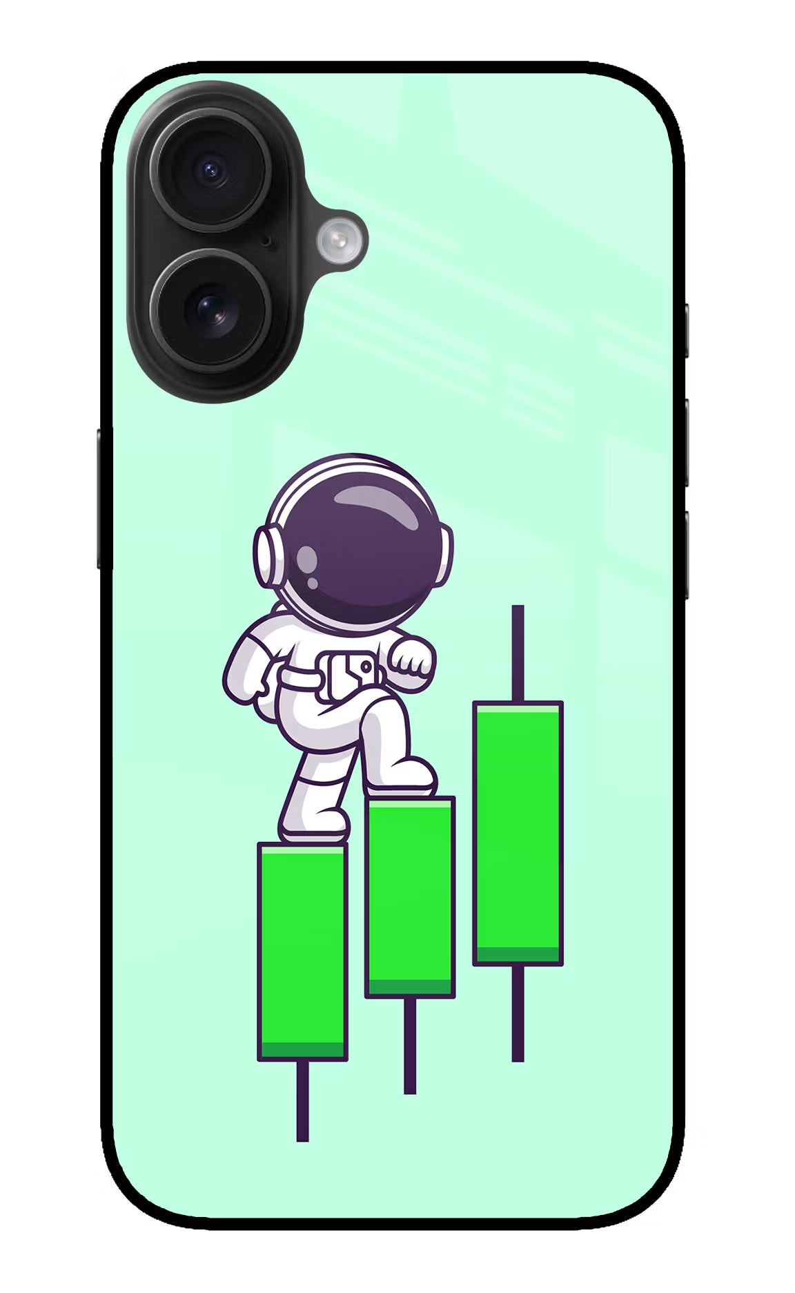 Astronaut Trader iPhone 16 Glass Case Back Cover by Casekaro