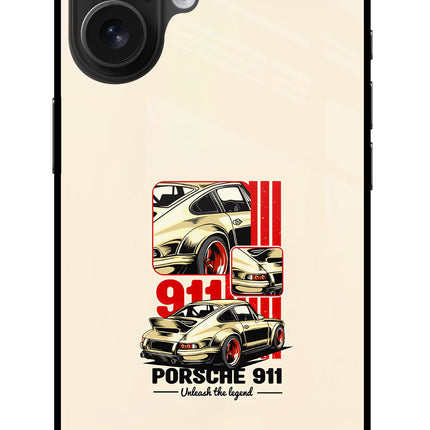 Classic Porsche 911 iPhone 16 Glass Case Back Cover by Casekaro