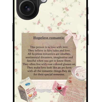 Hopeless Romantic iPhone 16 Glass Case Back Cover by Casekaro