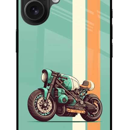 Striped Moto Drift iPhone 16 Glass Case Back Cover by Casekaro