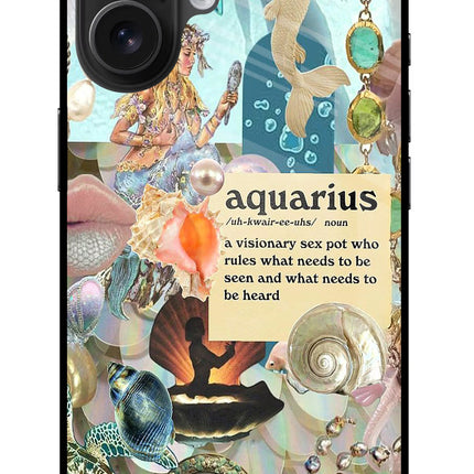 Aquarius Zodiac iPhone 16 Glass Case Back Cover by Casekaro
