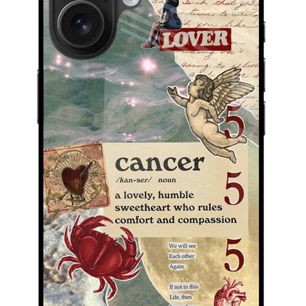 Cancer Zodiac iPhone 16 Glass Case Back Cover by Casekaro