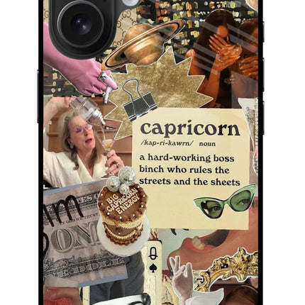 Capricorn Zodiac iPhone 16 Glass Case Back Cover by Casekaro
