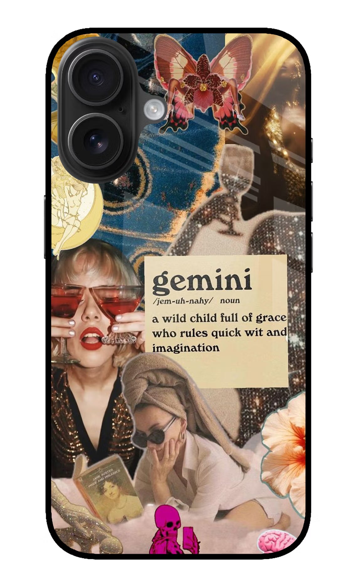 Gemini Zodiac iPhone 16 Glass Case Back Cover by Casekaro