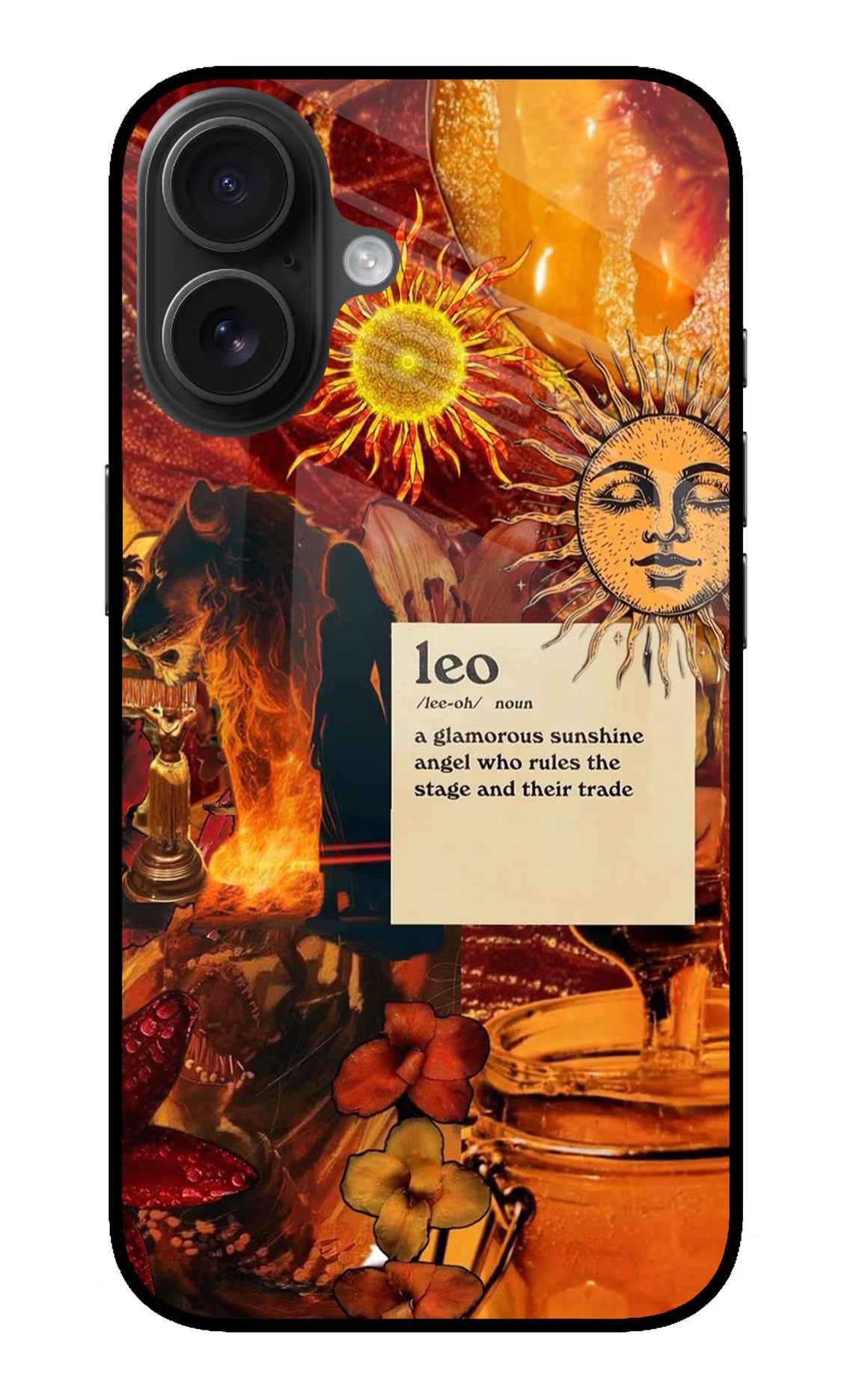 Leo Zodiac iPhone 16 Glass Case Back Cover by Casekaro