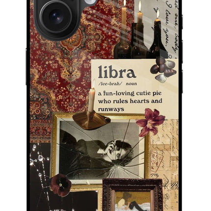 Libra Zodiac iPhone 16 Glass Case Back Cover by Casekaro